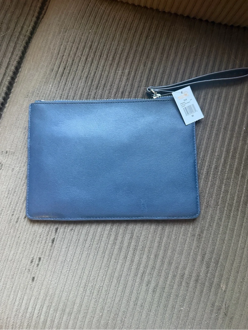 Michael Kors blue chevron studded wristlet clutch